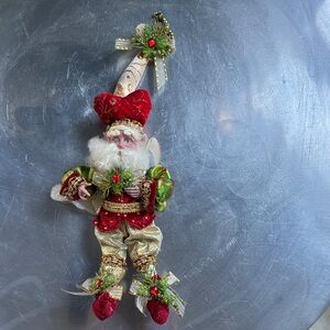 Mark Roberts Santa Ornament in Red, Green, and Gold